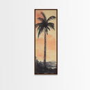 Framed Canvas Print Moody Palm Tree Painting Sunset Coastal Wall Art, Rustic Decor, Tropical Living Room Above Sofa Art, Bedroom Art Print
