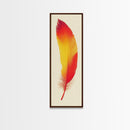 Red and Orange Feather Painting Print - Boho Wall Art - Framed Canvas Print - Tall Skinny Art - Minimalist Home Decor - Rustic Decor