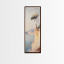 Victorian Landscape Oil Painting Print, Tall Skinny Wall Art, Coastal Painting, Coastal Landscape Art, Italian Seaside Painting, Narrow Wall Art
