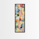 Stained Glass Mosaic Framed Canvas Print Vibrant Moroccan Wall Art Bright Geometric Long Skinny Living Room or Bedroom Decor