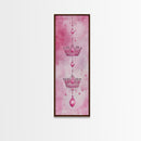 Regal Crown Gem Painting Framed Canvas Print Featuring Pink Abstract Art with Sparkling Gemstone Accents for Whimsical Wall Art Spaces