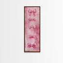 Pink Bows Framed Canvas Print Whimsical Art Light Pink Wall Art Long Narrow Wall Art Tall Skinny Art Dorm Decor Gift Idea