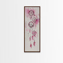 Dreamcatcher Pink Feathers Framed Canvas Print Boho Wall Art Minimalist Long Narrow Art Bedroom Decor Vertical Dorm Wall Art