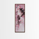 Romantic Rose Girl Painting Framed Canvas Print Pink Wall Art Bedroom Decor Feminine Rose Painting Above Bed Artwork Gift Idea