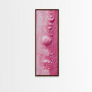 Pink Texture Abstract Framed Canvas Print, Minimalist Blotter Art in Light Pink Tones, Skinny Wall Art for Modern Bedroom or Office