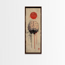 Red Sun Brain Framed Canvas Print, Abstract Science Wall Art, Moody Therapy Artwork, Vertical Wabi Sabi Decor, Living Room Art