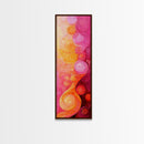 Abstract Pink Orange Swirl Framed Canvas Print, Vertical Skinny Art, Light Pink Dorm Wall Art, Minimalist Modern Art Decor