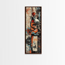 Urban Graffiti Canvas Print with Orange and Teal Accents, Long Narrow Wall Art for Contemporary Home or Living Room Decor