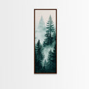Misty Pine Forest Canvas Print Rustic Wall Art Sage Green Wall Art Bedroom or Living Room Forest Landscape Wabi Sabi Piece