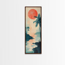 Tropical Sunset Coastal Landscape Framed Canvas Print | Nautical Wall Art | Coastal Painting | Nautical Decor | Gift Idea Her | Vertical Art