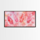 Soft Pink Feathers Canvas Print Whimsical Art Light Pink Wall Art Skinny Wall Art Minimalist Art Above Sofa Rustic Decor