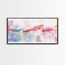 Pastel Umbrellas Canvas Print | Whimsical Watercolor Wall Art | Cottagecore Colorful Decor | Feminine Bedroom Artwork | Light Pink Wall Art