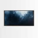 Moody Ocean Framed Canvas Print, Nautical Wall Art Bedroom Decor, Coastal Painting Gift Idea Nautical Seascape Horizontal Artwork