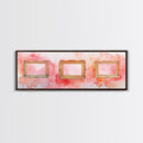 Decorative Frames Painting Canvas Print with Elegant Pink Abstract Background, Long Narrow Wall Art Perfect for Living Room Decor