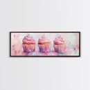 Elegant Cupcakes Canvas Print Horizontal Wall Art Wabi Sabi Art Pink Wall Kitchen Decor Minimalist Bakery Prints