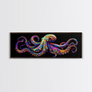 Vibrant Octopus Art Canvas Print Coastal Decor Nautical Wall Art Gift Idea Underwater Ocean Life Abstract Extra Wide Horizontal