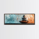 Textured Zen Framed Canvas Print Sand Patterns Stacked Stones Modern Wabi Sabi Minimalist Decor Bedroom Art Idea