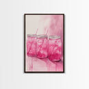 Pink Lemonade Jars Framed Canvas Print Food Review Kitchen Art Light Pink Wall Art Whimsical Art Rustic Decor Farmhouse Style