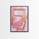 Golden Frames on Pink Canvas Print | Abstract Minimalist Wall Art | Rustic Gold Decor | Wabi Sabi Aesthetic | Living Room Accent | Gift Idea