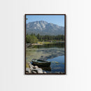 Mountain Reflections Framed Canvas Print Lake Tahoe Art Nautical Wall Art Rustic Decor Farmhouse Wall Art Living Room Art Landscape Painting