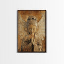 Serene Angel Sculpture Framed Canvas Print Angels Wall Art Rustic Wall Art Therapy Art Sacred Peaceful  Art Living Room Décor