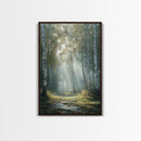 Birch Tree Painting Framed Canvas Print Rustic Wall Art Nature Landscape Gift Living Room Decor Tall Vertical Art for Home