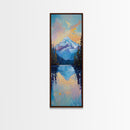 Sunset Mountain, lake Tahoe art, pine tree art, mountain painting, rustic wall art, above couch art, Framed Canvas Print