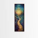 Golden Pathway, landscape painting, sunset painting, nature wall art, panoramic painting, scenic artwork, fall painting, Canvas Print