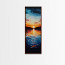 Ocean Horizon, Sunset Glow, Moody Painting, Framed Canvas Print, Coastal Landscape Art, Wabi Sabi Art, Vertical Wall Art