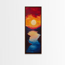 Fiery Sunset, pink orange wall art, landscape painting, moody art, dramatic wall art, framed canvas print, horizontal wall art