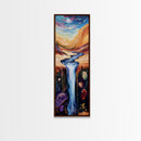 Surreal Waterfall, wabi sabi art, zen wall art, fantasy landscape, blue and green wall art, framed canvas print, panoramic art