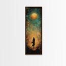Moonlight, dark romance painting, moody art, forest at dusk painting, celestial art, teal wall art, framed canvas print, gift idea