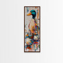Whimsical Ducks, bird art, farmhouse art, framed canvas print, colorful animal painting, rustic wall art, above couch art