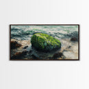 Mossy Rock, Ireland painting, framed canvas print, coastal wall art, nautical wall art, moody art, original painting, rustic decor