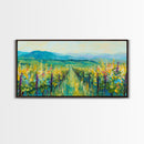 Vineyard Landscape, impressionist painting, framed canvas print, green wall art, farmhouse art, rustic decor, above bed wall art