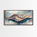 Oyster Shell, coastal painting, framed canvas print, nautical decor, oyster wall art, blue and green wall art, extra wide art