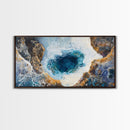 Ocean Abyss, oyster painting, abstract coastal art, framed canvas print, nautical wall art, extra wide art, blue wall art