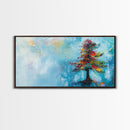 Vibrant Pine Tree, pine tree art, landscape painting, blue and green wall art, colorful abstract art, wabi sabi art, Canvas Print