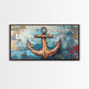 Nautical Anchor, Coastal Decor, Rustic Wall Art, Extra Wide Art, Nautical Wall Art, Horizontal Wall Art, Framed Canvas Print, Living Room Art