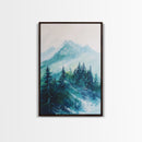 Mountain Painting, Forest Landscape Art, Nature Scene, Blue and Green Wall Art, Tranquil Scenery, Rustic Decor, Canvas Print