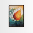 Fall Leaf Painting, Autumn Wall Art, Botanical Prints, Seasonal Home Decor, Vibrant Color Art, Cozy Rustic Art, Framed Canvas Print