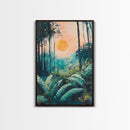 Forest Sunrise Painting, Nature Landscape, Golden Light Art, Pine Tree Art, Warm Moody Decor, Rustic Wall Art, Canvas Print