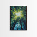 Looking Up, birch tree painting, nature wall art, green wall art, botanical prints, rustic wall art, framed canvas print, zen art