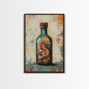Snake in Bottle Canvas Print Dark Fantasy Art, Mysterious Wall Decor, Surrealism Artwork, Eclectic Home Decor, Gothic Wall Art