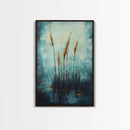 Golden Reeds Framed Canvas Print Minimalist Nature Art Tranquil Landscape Wall Decor Modern Aesthetic Living Room Home Gift