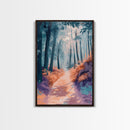 Enchanted Forest Path Framed Canvas Print | Mystical Woodland Art | Fantasy Landscape Painting | Nature Lover Wall Decor