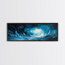 Frozen Ice Cave Landscape Canvas Print, Dark Blue Winter Wall Art, Arctic Home Decor, Modern Cool Tone Art, Office Artwork