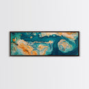 Abstract Ocean Map Painting, Modern Coastal Art, Nautical Wall Decor, Blue and Gold Artwork, Beach House Decor, Living Room Art