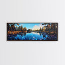Tranquil Lake Reflection Framed Canvas Print - Nature Landscape Wall Art, Living Room Decor, Serene Water Painting, Cabin Wall Art