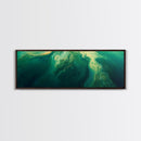 Green Abstract Swirl Framed Canvas Print - Modern Minimalist Wall Art, Deep Emerald Painting, Living Room Decor, Office Artwork